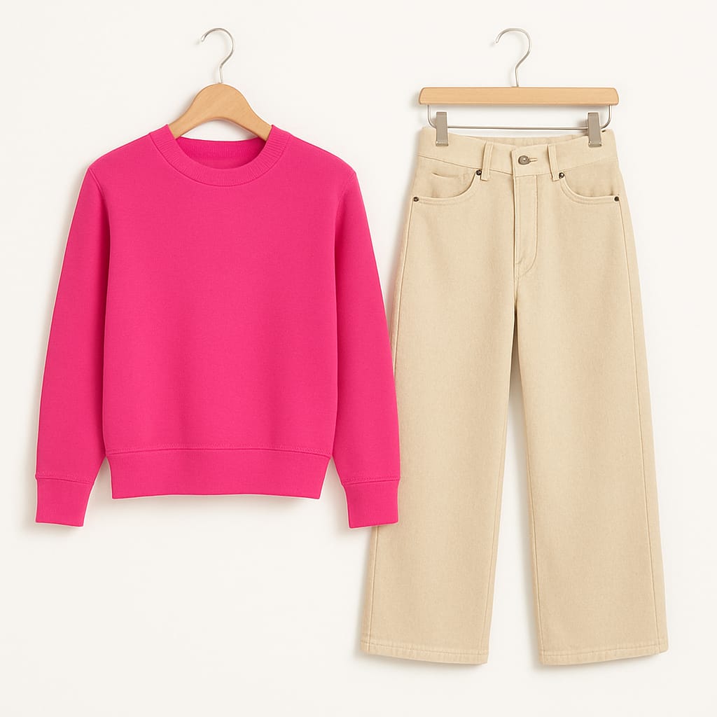 Sweatshirt With Beige Wide Leg Jeans