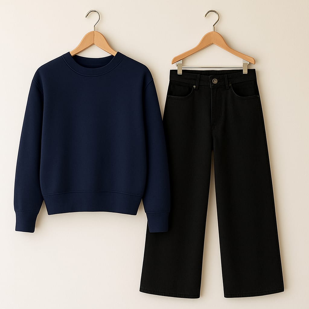 Sweatshirt With BLack Wide Leg Jeans