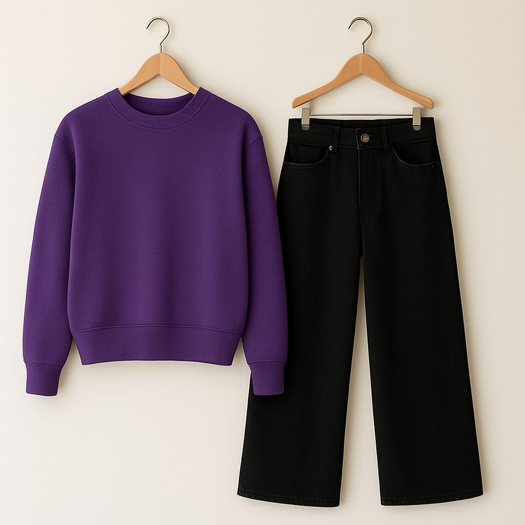 Sweatshirt With BLack Wide Leg Jeans