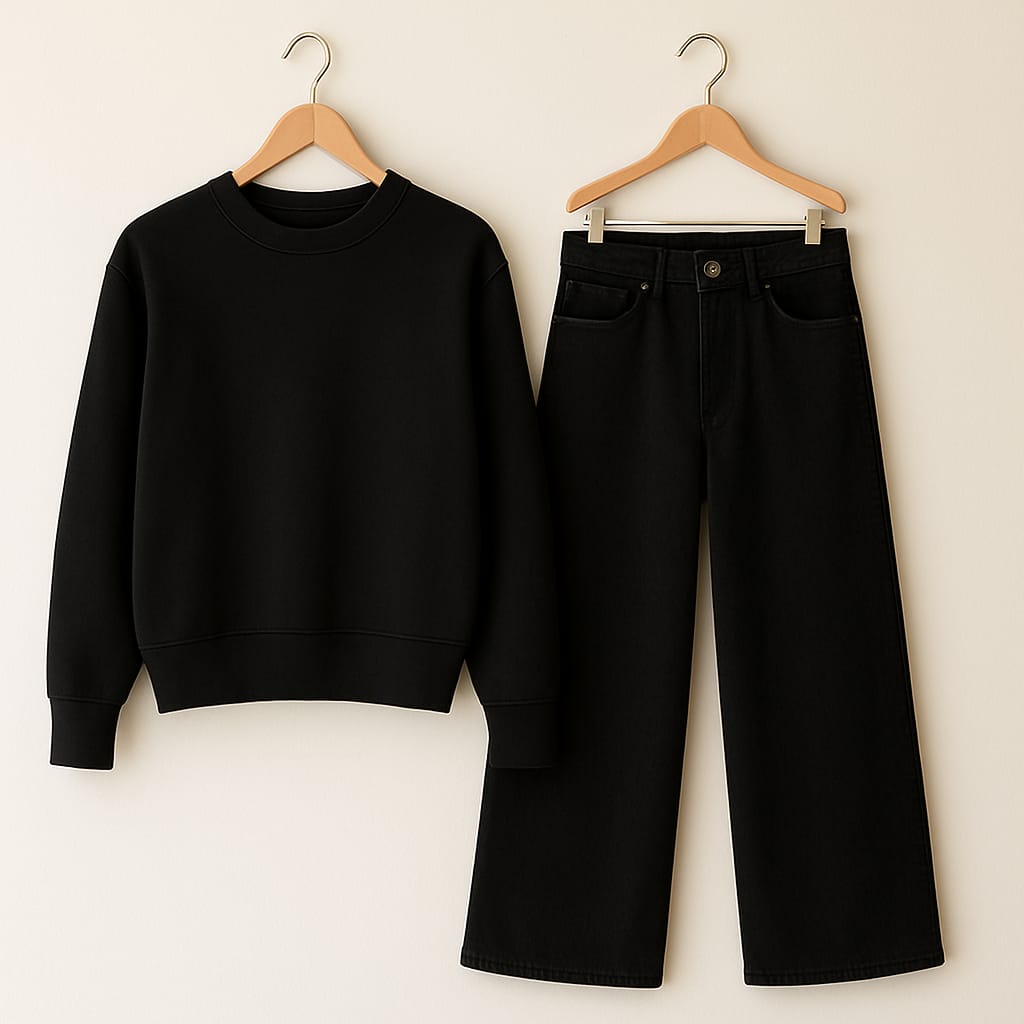 Sweatshirt With BLack Wide Leg Jeans