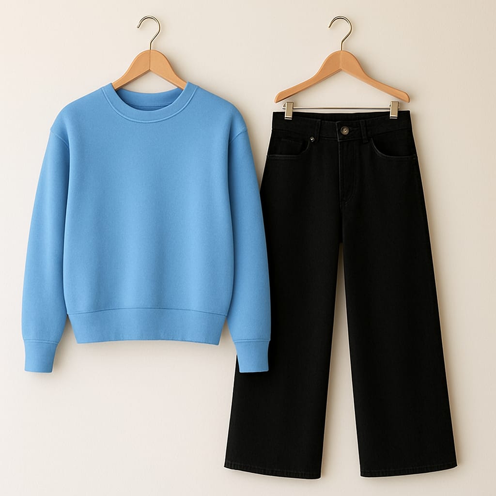 Sweatshirt With Black Wide Leg Jeans