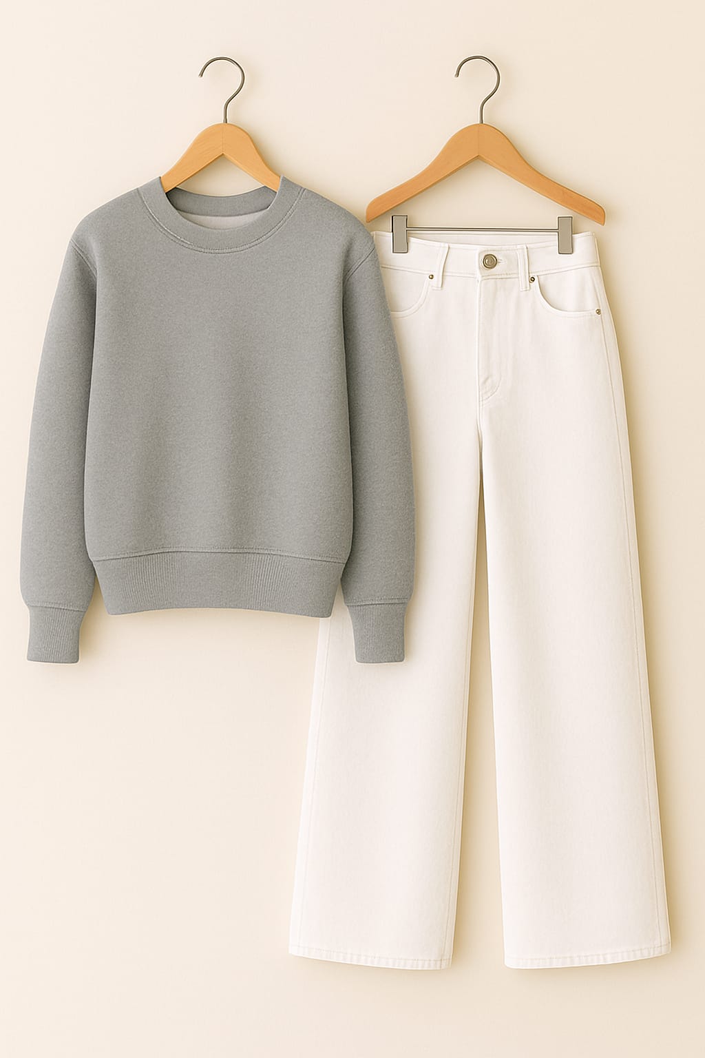 Sweatshirt With White Wide Leg Jeans