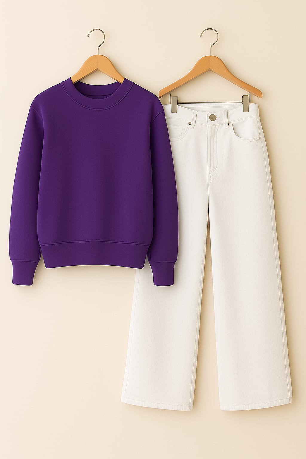 Sweatshirt With White Wide Leg Jeans