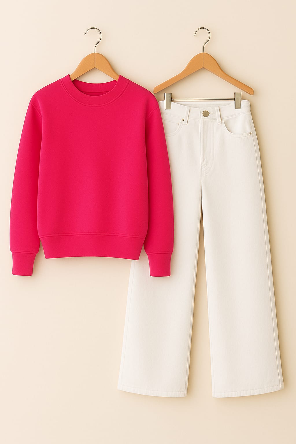 Sweatshirt With White Wide Leg Jeans