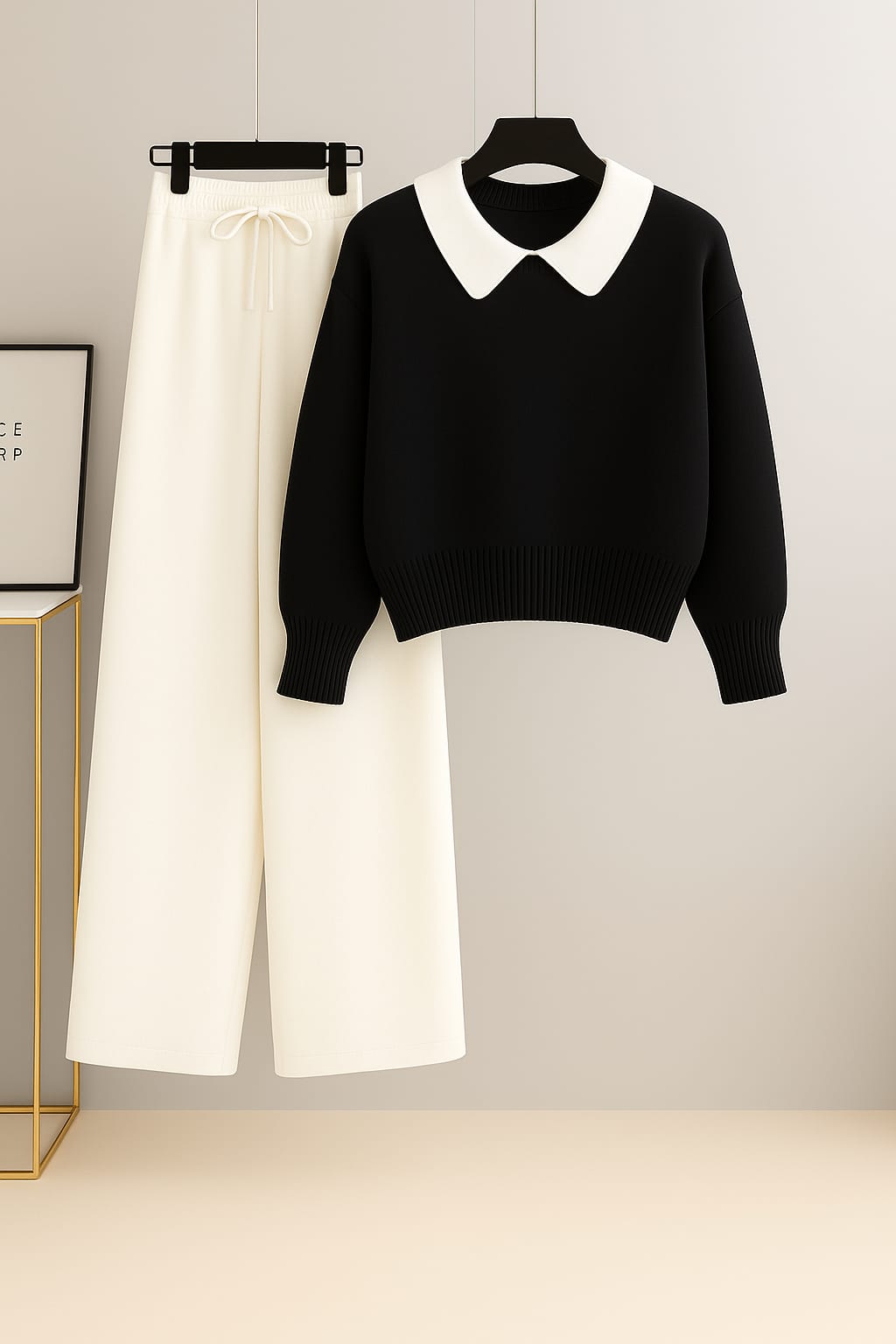 Collar Sweatshirt With White Flapper